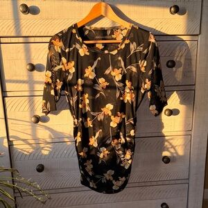 Floral Black Sheer Short Sleeve Top